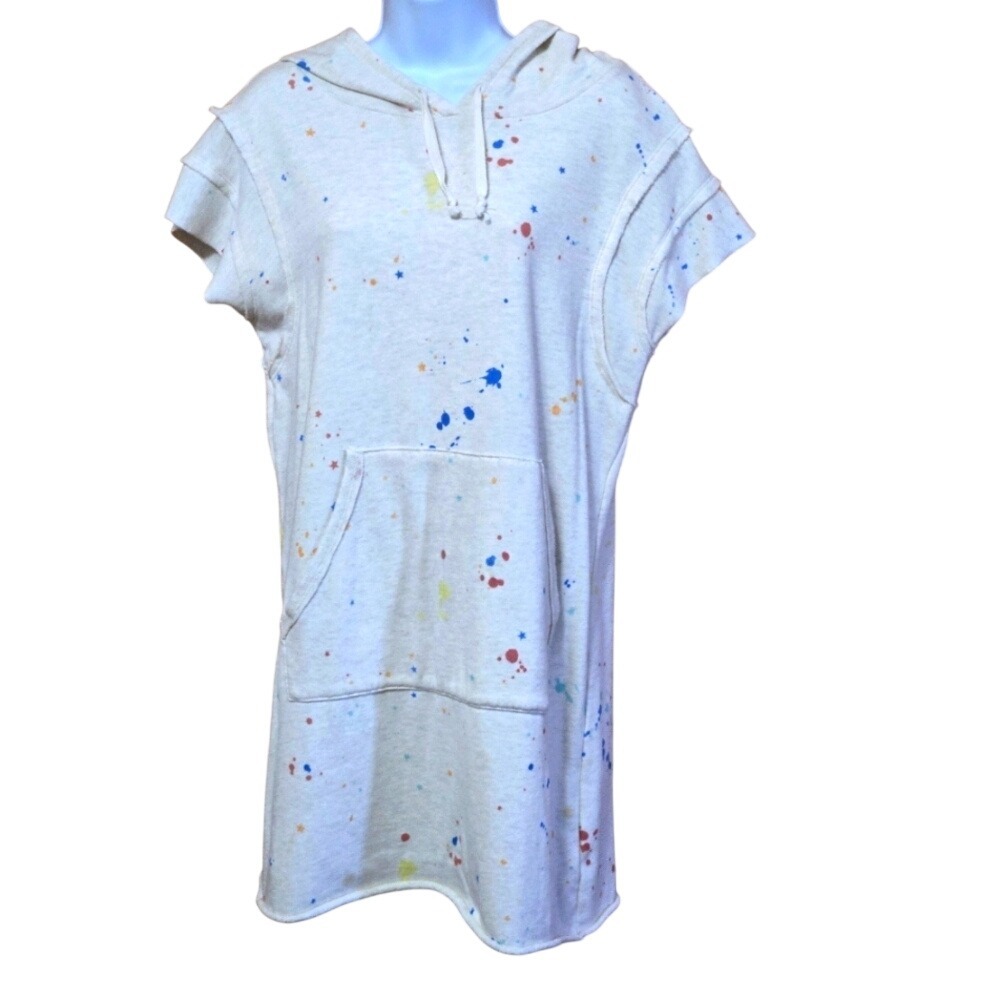True Craft Hooded Short Sleeve Sweatshirt Dress‎ Kangaroo Pocket Size Medium